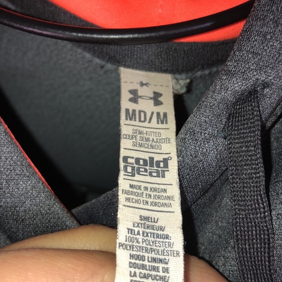 Under Armour cold gear hoodie orange and gray sweatshirt size medium thicker​​ - Picture 4 of 7